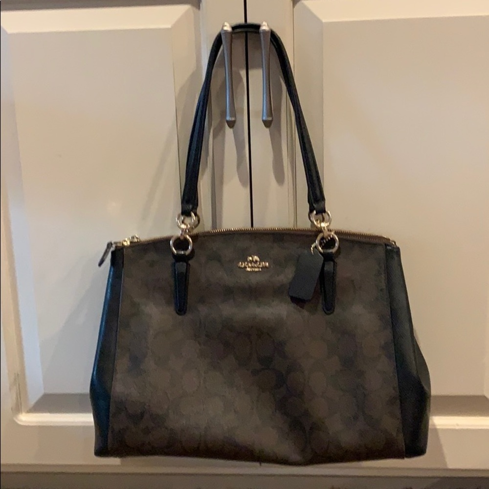 Black and brown coach purse